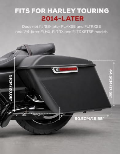 Motorcycle 5" Stretched Saddlebags Fit For Harley Touring 2014 (5" Stretched-Matte Black)