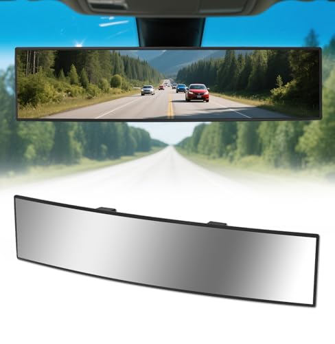 Panoramic Wide Angle Large Rear View Mirror Car Extended 16 Inch (16 Inch & Chrome)