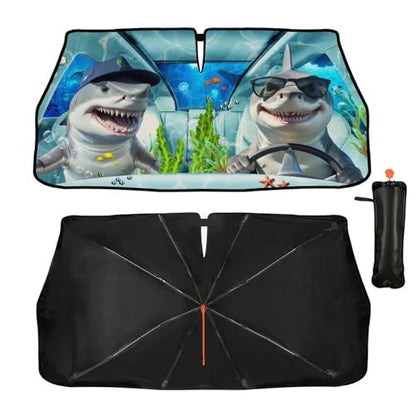 Funny Animal Car Windshield Sun Shade Umbrella (Shark-1)