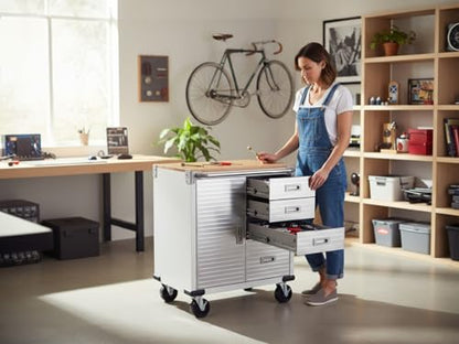Heavy Duty Rolling Storage Cabinet with Wheels and Drawers (1 Door, 4 Drawer (28" W x 25" D x 34.5" H) / White)