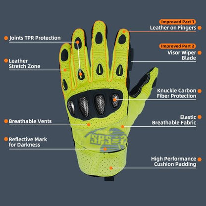 SPS 2 Plus Unisex Touchscreen Road Racing Motorcycle MTB Sports Gloves Also fit BMX MX ATV Mountain Bike Bicycle Cycling Off (Yellow Sps-2 Plus / M Adult)