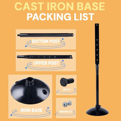 Heavy Duty Cast Iron Sign Post Base Kit (14")