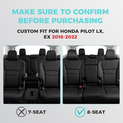 Custom for Honda Pilot Seat Covers (Black-Red / 8 Seats - LX,EX 2016-2022)