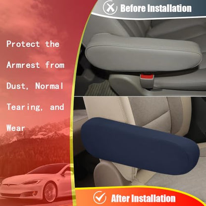 2PC Car Front Seat Armrest Covers (Navy Blue-2PC)