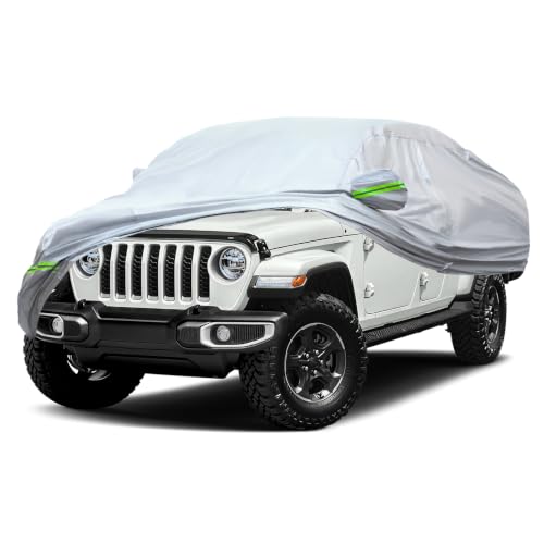 6 Layers Premium Truck Car Cover Waterproof All Weather Weatherproof UV Sun Protection Snow Dust Storm Resistant Outdoor Exterior Custom Form (Silver Car Cover / K14 - TRUCK -（Fits size 213"-237"）)