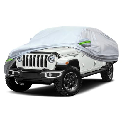 6 Layers Premium Truck Car Cover Waterproof All Weather Weatherproof UV Sun Protection Snow Dust Storm Resistant Outdoor Exterior Custom Form (Silver Car Cover / K14 - TRUCK -（Fits size 213"-237"）)