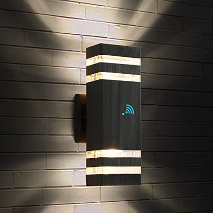 1 Pack LED Porch Light Outdoor Wall Lights Fixture with Sensor (Black / 2 Layer - 12 Inch)