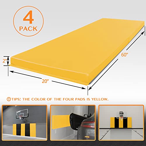 4 Pack Wall Protection Pads 2" Thick Foam Wall Padding (60" x 20" x 2" / 4 PACK / YELLOW)