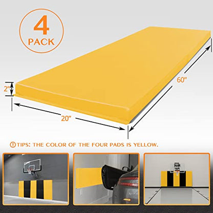 4 Pack Wall Protection Pads 2" Thick Foam Wall Padding (60" x 20" x 2" / 4 PACK / YELLOW)