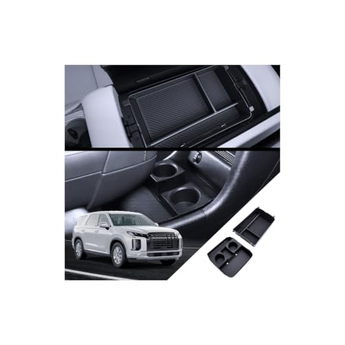 for Palisade Lower Center Console Organizer & Cup Holder 2026 Hyundai Palisade Accessories 2 Pcs Set with Center Console Organizer + Cup Holder (for 2026 Palisade-Black)
