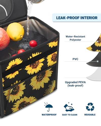 Car Trash Can with Lid (2.5 Gallons / Sunflower)