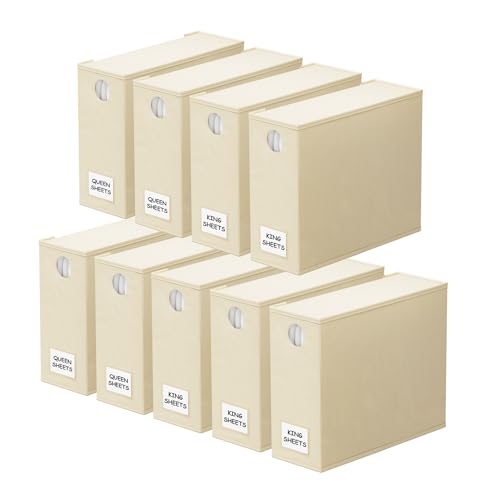 9 Pack Bed Sheet Organizers and Storage (9 pcs / Beige)