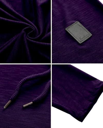 Mens Fashion Athletic Hoodies Sport Sweatshirt Solid Color Fleece Pullover Purple 3X (3X-Large / Purple)