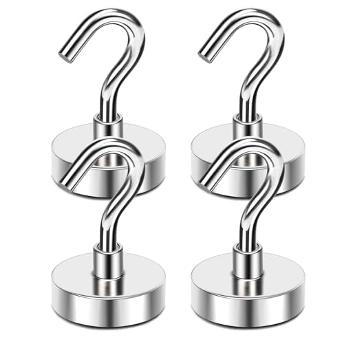 Magnetic Hooks 30Lbs+ Strong Magnetic Hook for Cruise Cabins (Silver / 4Pack-30LB)