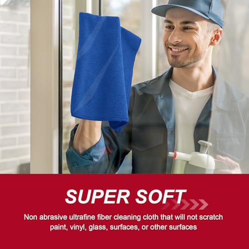 200 Pcs Microfiber Cleaning Cloth 16x16 Inch Microfiber Towels for Car Ultra Absorbent Cleaning Rags Reusable Lint Free Streak Free Detailing Towel for Car Washing Drying Dusting (Dark Blue)
