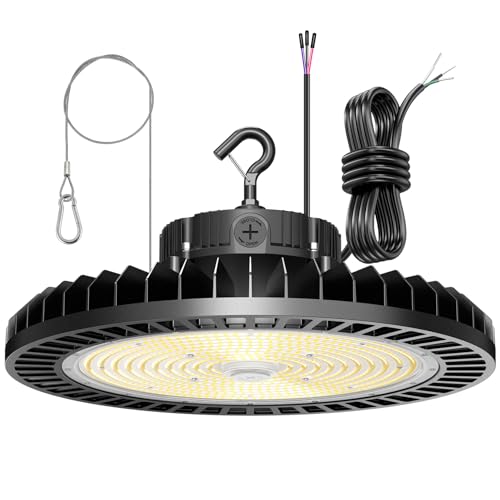 500W LED High Bay Light 70000LM ETL Listed Industrial Grade LED UFO Light Dimmable IP65 Waterproof 5000K Commercial Bay Lighting for Warehouse Garage Factory 110V 120V (Black)