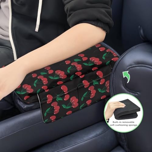 Cherry Black Car Center Console Cover Universal Armrest Box Protector Scratch Resistant Wear (Cherry Black)