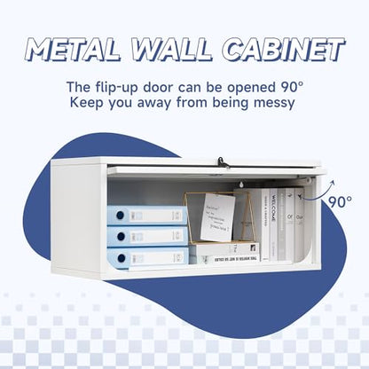 Metal Wall Storage Cabinet with Up (13.8"H / White)