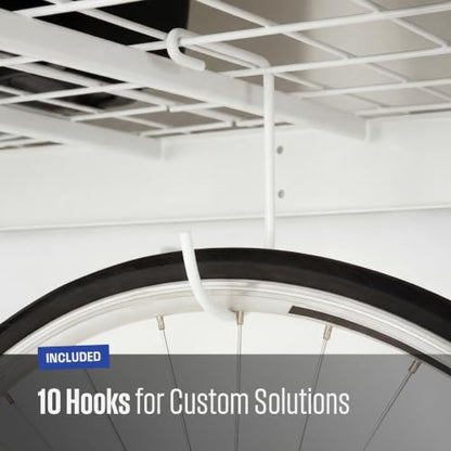 White 4x8 Overhead Garage Storage Rack 600 lb 12” (White / 12"-24" (2 Pack))