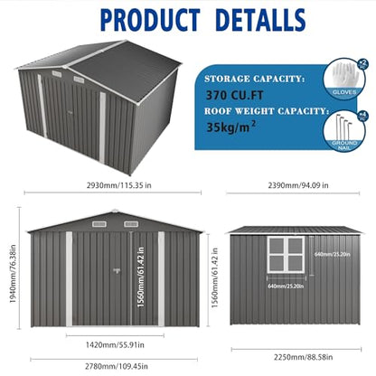 10x8 FT Outdoor Storage Shed with Window (Gray / 10x8ft)