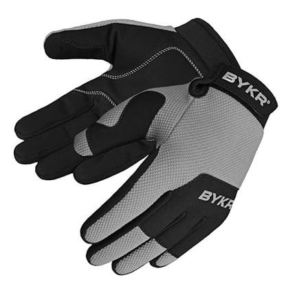 All Weather Motorcycle Gloves for Men & Women (Grey / Large)