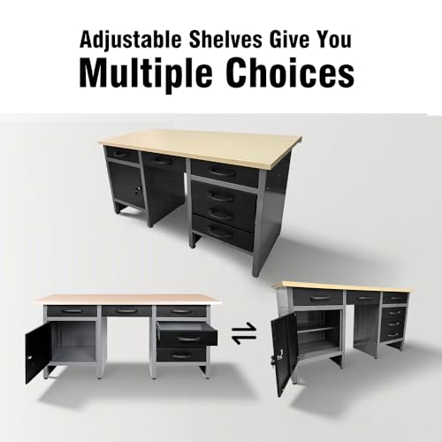 Metal Storage Organization System Workbench Set with Hanging Cabinets & Pegboards (04)