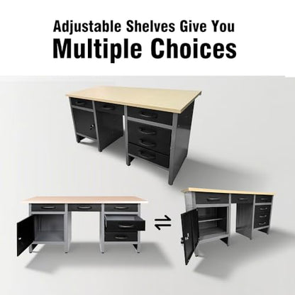 Metal Storage Organization System Workbench Set with Hanging Cabinets & Pegboards (04)