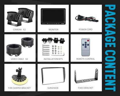 HD 1080P 9" Wired Backup Camera (Ink Black / 9 inches 2-camera)