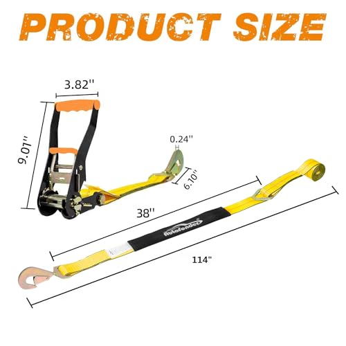 Car Hauler Tie Down Straps 4 (Classic Yellow)