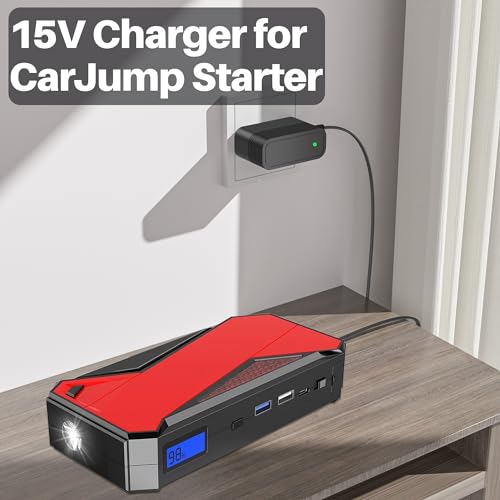 15V Power Cord for Gooloo Jump Starter Charger for Booster Jump Starter