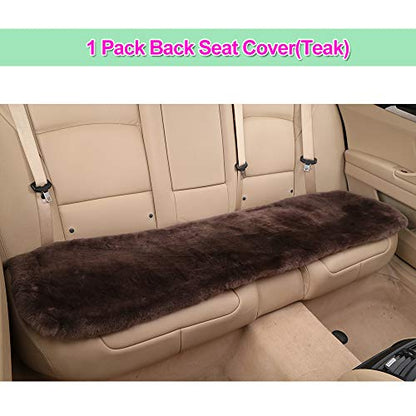 Genuine Sheepskin Car Rear Seat Rear Cover for Fuzzy Fur Wool Cushion (Teak)