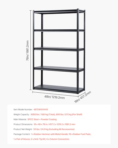 Storage Shelves (18" D x 48" W x 78" H)