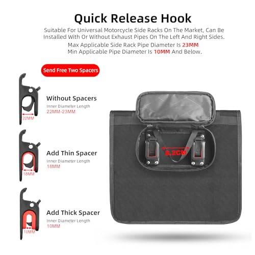 Motorcycle Saddlebag 13L Waterproof Luggage Bag Quick Release Motorcycle Side Bag for Motorbike Travel (Black 13L / Black 13L)