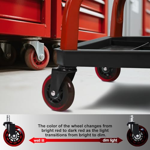 Rolling Stool with Red Wheels (Red Stool With Red Casters)