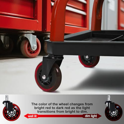 Rolling Stool with Red Wheels (Red Stool With Red Casters)