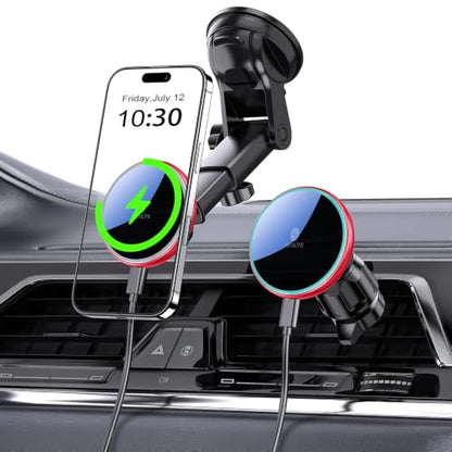 for Mag Safe Car Mount Charger Dash Windshield Vent Magnetic Phone Holder (Red)