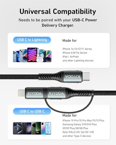 Coiled USB C to Lightning Cable 3FT (3FT - 1Pack / 2in1 USB C and Lightning / Black)