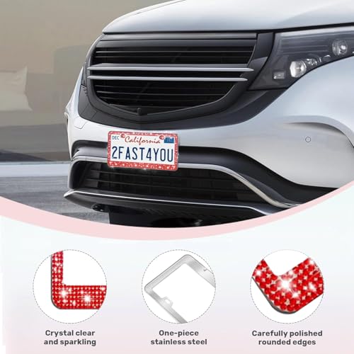 2 Pack License Plate Frames for Women (Red(2PCS))