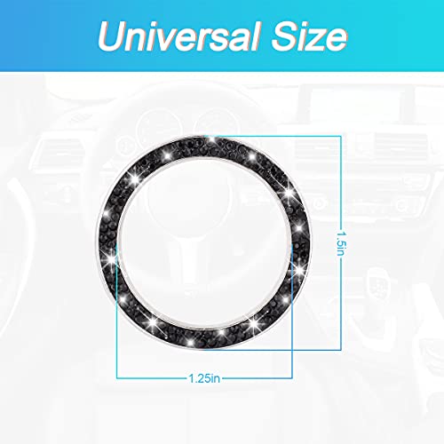 2PCS Zinc Alloy Rhinestone Engine Start Button Rings (Black)