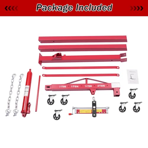 Folding Engine Crane 2 Ton with Engine Leveler (Red-B / 2T-4400lbs)