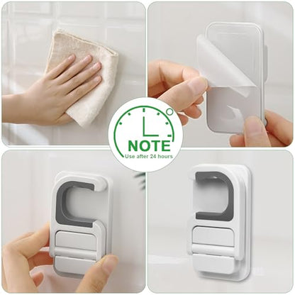 6 pack Broom Holder Wall Mount Mop Holder Broom and Mop Gripper Self Adhesive Peel and Stick Anti