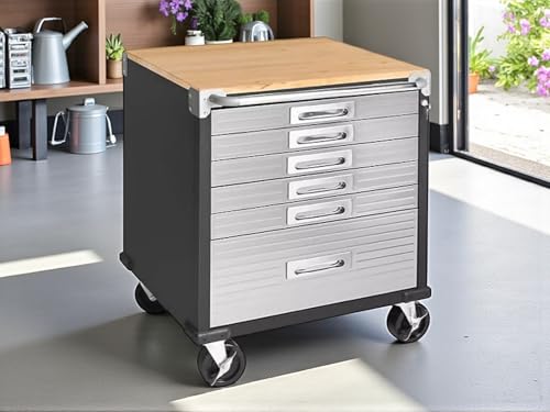 Heavy Duty Rolling Storage Cabinet with Wheels and Drawers (6 Drawer (28" W x 25" D x 34.5" H) / Graphite)