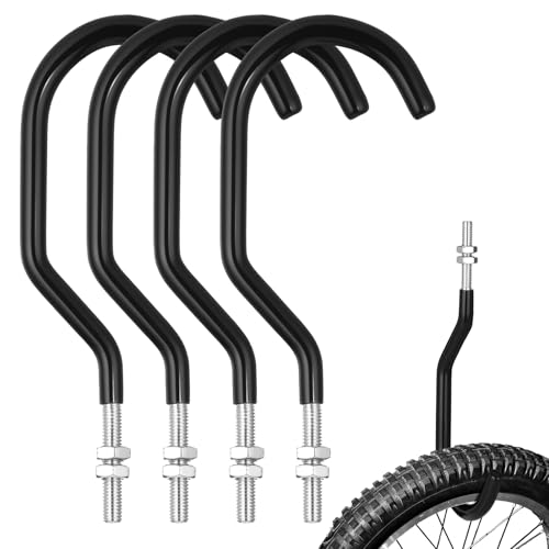 4 Pcs Machine Thread Bicycle Storage Hook (2.17 Inch / Black)