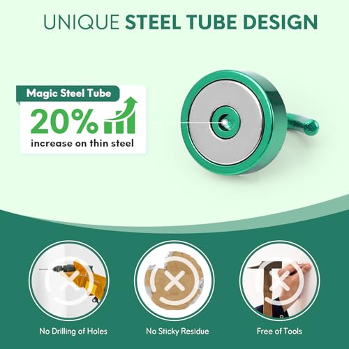 Magnetic Hooks Steel Tube Design for Cruise (Green / 40lb Magnetic Hooks)