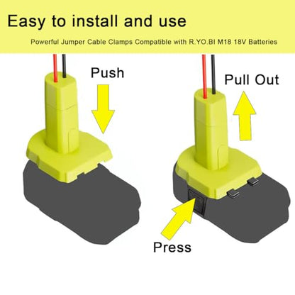 Jumper Cables Adapter Compatible with R.yobi 18V Battery