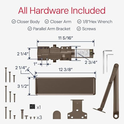 Extra Heavy Duty Door Closer Commercial Grade 1 (1 Pack / Bronze (DU))