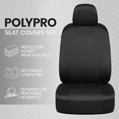 PolyPro 2 Pack Front Car Seat Covers Set in Black (2 Fronts Only-Black)
