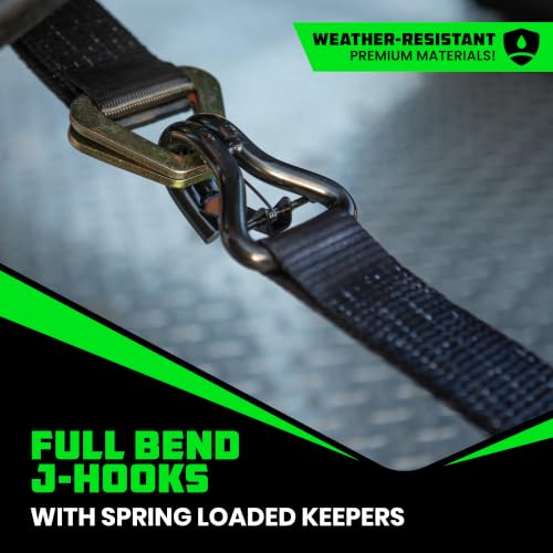 Car Hauler Tie Down Straps (Black / J-Hook)