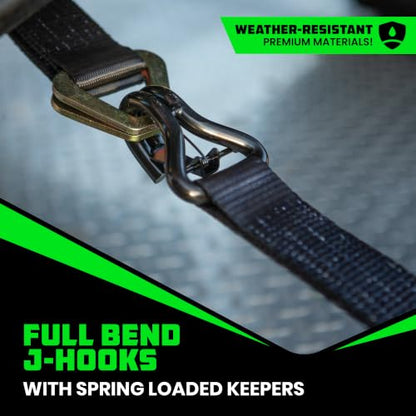 Car Hauler Tie Down Straps (Black / J-Hook)