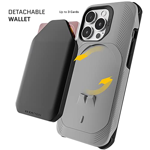 EXEC iPhone 13 Pro Wallet Case with Removable Card Holder for MagSafe Charger and Supports Magnetic Car Vent Mounts Protective Phone Cover Designed for 2021 Apple iPhone13Pro (iPhone 13 Pro / Gray)